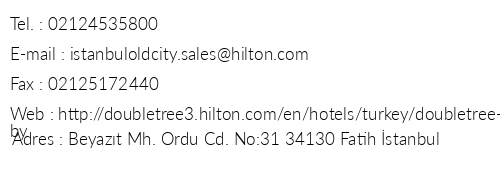 Doubletree By Hilton stanbul Old Town telefon numaralar, faks, e-mail, posta adresi ve iletiim bilgileri